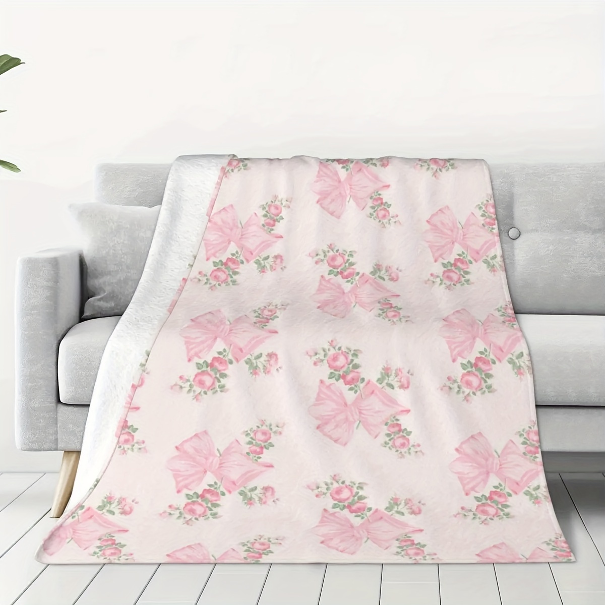 Tech For Office - Manta de franela floral con lazo